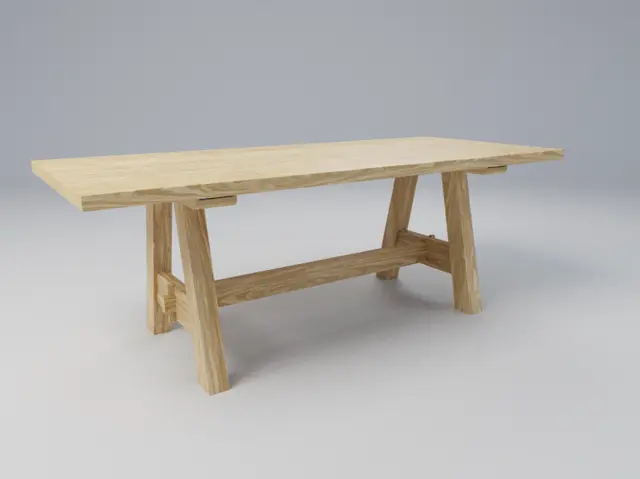 White Oak Trestle Dining Table | 84-Inch Woodworking Design, picture 4 of 5