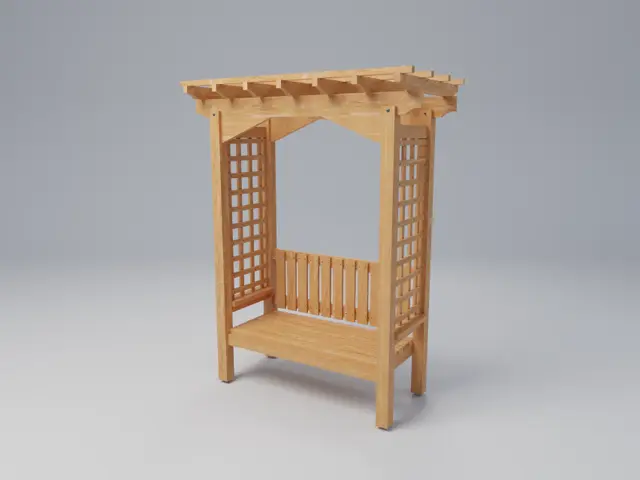 Cedar Garden Arbor Bench with Lattice Sides and Pergola Roof, picture 4 of 5