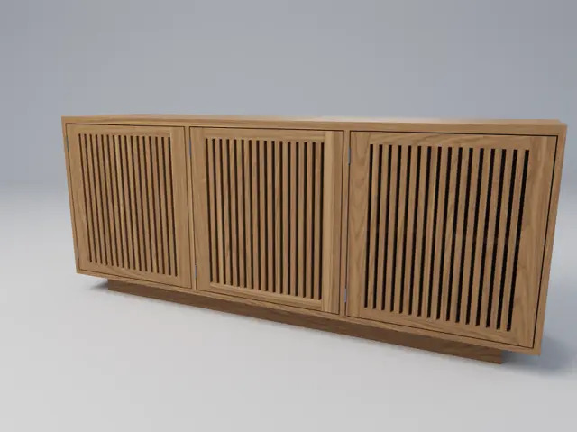 Walnut Slatted Sideboard: 72-Inch Three-Door Cabinet, picture 5 of 5