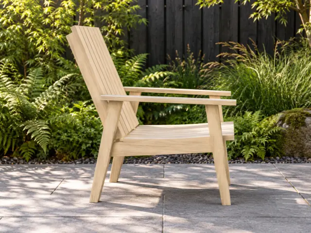Ash Slatted Lounge Chair | Woodworking Design with Contoured Seat, picture 2 of 5