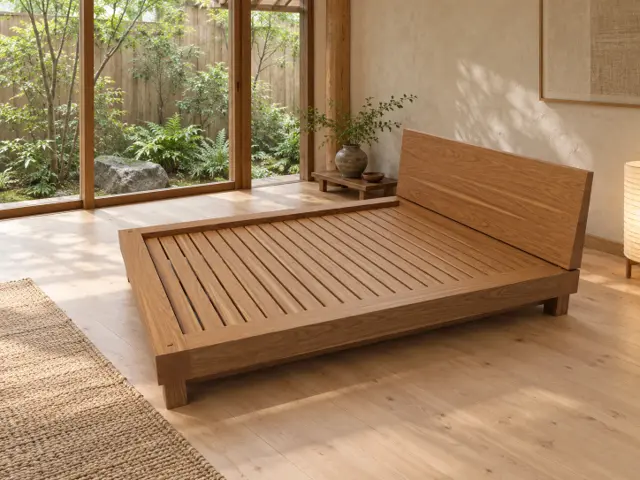 Walnut Japanese Platform Bed: Queen Frame with Pinned Timber Joinery, picture 2 of 4