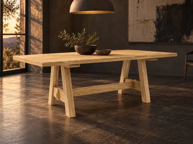 White Oak Trestle Dining Table | 84-Inch Woodworking Design, picture 3 of 5