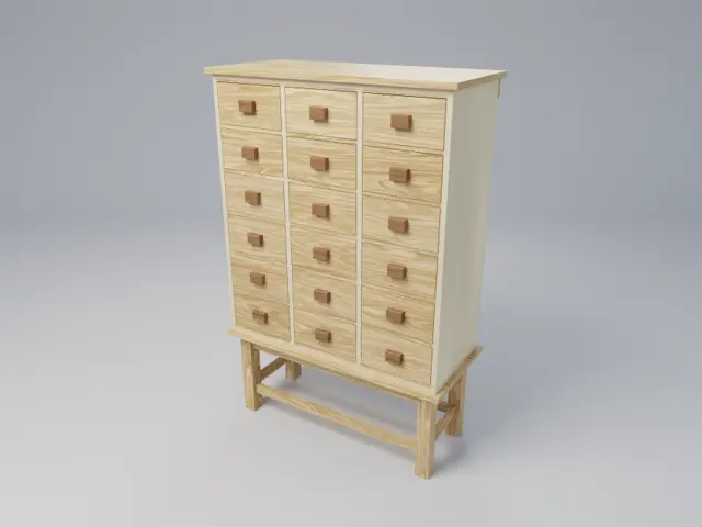 White Oak Apothecary Cabinet with 18 Drawers and Wooden Runners, picture 4 of 5