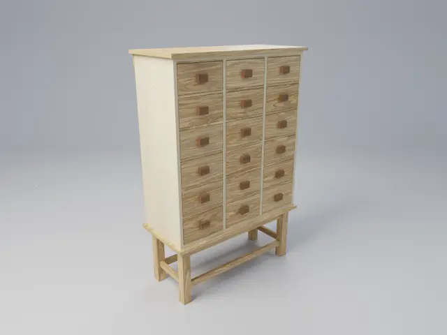 White Oak Apothecary Cabinet with 18 Drawers and Wooden Runners, picture 5 of 5